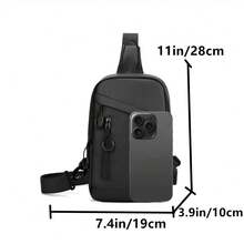 1 pièce Sac de poitrine en nylon pour hommes, avec sangle réglable, grande capacité surdimensionnée, résistant aux rayures et à l'usure, pour le trajet, les voyages, les vacances, l'extérieur, les essentiels de voyage, les accessoires de vélo, style minimaliste casual, couleur unie, cadeau pour petit ami, pour adolescents, pour étudiant