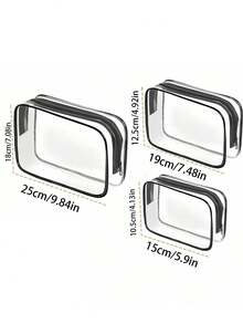 Women's Large Capacity Zipper Cosmetic Travel Organizer Bag - High Quality Makeup Bag, Toiletry Bag, Lightweight PVC Material, Easy-Clean Zipper Design, Suitable For Gym, Vacation, Commuting, Fashion Minimalist Design, Beauty Essential