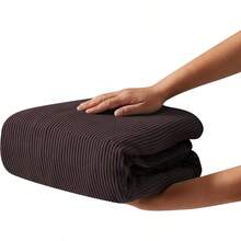 Home Beyond And HB Design - Stretch Sofa Covers Slipcovers - Spandex Jacquard Fabric Couch Sofa Cover With Elastic Bottom - Furniture Protectors - Chair 32-47 Inches Wide Stripe Brown - 銅色 - 查看 4