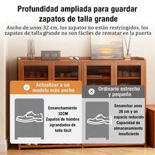 Zapateros Modernos Zapatero Organizador Madera Bambú 97 Cm | Zapateros multifuncionales organizador para hogar | Ideal para apartamentos de alquiler, superficie de bambú fácil de limpiar, guarda zapatos + calcetines, limited stock en gran promoción - Marrón - Ver 3