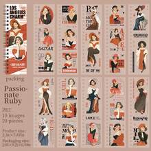 20pcs Los Angeles Themed Die-Cut Washi Tape Stickers For Scrapbooking, Planner, Bullet Journal - Multicolor - View 12