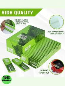 2000 张/50 册 - 卷烟纸 11/4 卷烟纸 - 绿色未漂白卷烟纸 - 天然阿拉伯胶卷烟纸 - 44*78 毫米绿色卷烟纸 - 经典超薄卷烟纸燃烧顺畅。 - 綠色 - 查看 9