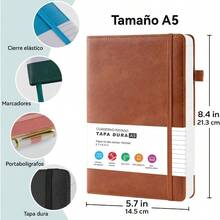 Cuaderno Tapa Dura A5 Para Escribir, Paquete De 2 Diarios, Cuaderno De Cuero, Papel Rayado De G, Para El Trabajo, La Escuela, Notas Y Diarios. Negro+ Verde - Negro + Marrón - Ver 3