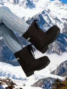 Nowe zimowe, wodoodporne, antypoślizgowe, krótkie buty sportowe Outdoor Sports, buty narciarskie, buty wysokie z grubą podeszwą dla mężczyzn i kobiet - Czarne - Zobacz 4