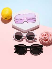 1 Set de 3 Piezas de Gafas de Moda Cuadradas Básicas, con Orejas de Gato Lindas y Redondas Retro, Adecuadas para Niños y Niñas de 6 a 12 Años, para Atuendos Casuales Diarios, Salidas de Vacaciones y como Regalos de Festival - Multicolor - Ver 2