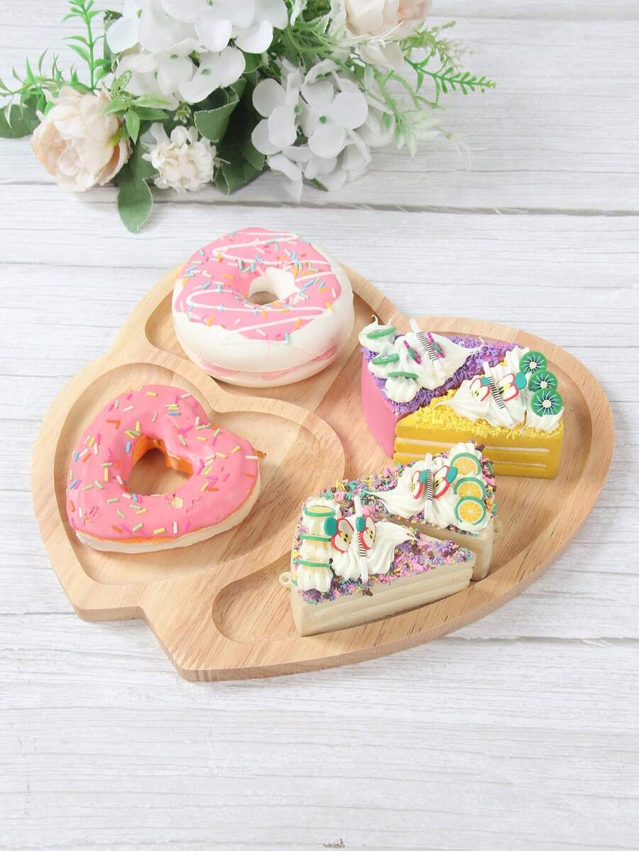 1pc Heart Shaped Solid Wood Food Tray,Valentine's Day Love Wooden Serving Tray,Suitable For Coffee, Milk, Breakfast, Afternoon Tea, Baked Goods, Snacks, Etc,Perfect For Family Gatherings, Restaurants,Kitchen,Ideal For Party Or Home Decor Dining Room Tray - Multicolor - View 1