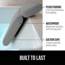 - Almohada de bao para Tina, ventosas mejoradas, Almohadas de Tina de Lujo, reposacabezas para Soporte para Cuello y Espalda, SPA Relajante en el hogar, baeras de hidromasaje y - 2 paneles + gris - Ver 3