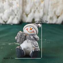 1 Set de decoración navideña de muñeco de nieve plateado, adecuado para la chimenea, el alféizar de la ventana, la decoración del hogar en Navidad, ambiente navideño