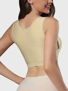 Compression Breast Augmentation Post Op Surgery Shapewear Bra - Apricot - View 3