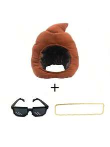 1 件 2025 新款趣味便便头套，可爱卡通日式毛绒大帽子，自拍道具 - 生日礼物、圣诞礼物、完美礼物、收藏品