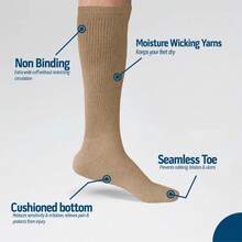 Mens Diabetic Over The Calf Socks Knee Premium Cotton High Socks - Khaki - View 4