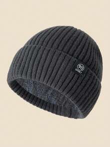 Czapka beanie unisex 90 SPORT z markowym logo w jednolitym kolorze, męska zimowa, termiczna, podszyta, ciepła, swobodna, miękka, wygodna, prosta i stylowa, odpowiednia na zimne dni, do codziennych dojazdów, uprawiania sportu, spotkań towarzyskich i wycieczek - F - Zobacz 13