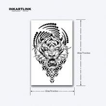 INKARTLINK Dark Geometric Tiger Head Temporary Tattoo, Semi-Permanent Tattoo, Authentic Tattoo, Waterproof Long-Lasting 1-2 Weeks, Inspiring Tattoo, Fake Tattoo, Waterproof, Genuine Tattoo Appearance, Niche Design Tattoo - Black - View 4