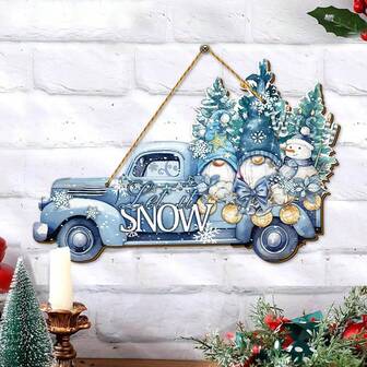 Winter Door Decor Let It Snow Truck Sign Winter Wooden Garland Truck Dwarf Pine Snowman Wall Listing Suitable For Winter Front Porch Patio Indoor-Outdoor Home Decor,Home Decor ,Room Decor,Wall Decor