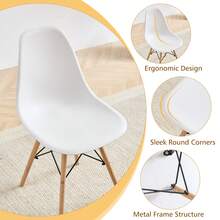 5 Piece 31.5'' Round Dining Table Set For 4, Kitchen Table & Chairs Set Of 4, Mid-Century Modern Table W/ 4 Chairs For Home, Living Room, Apartment, Wood Legs, Metal Frame - 白色 - 查看 3