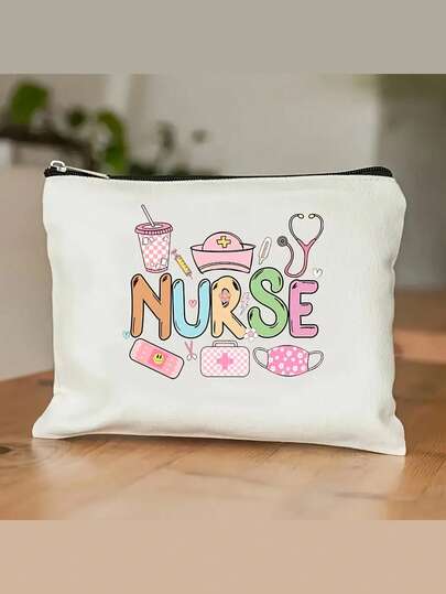 1个单面卡通猫咪化妆包——一款可定制的化妆包，也可用作白色拉链化妆品收纳包和轻便的铅笔盒。适合用作旅行洗漱包，是送给猫咪爱好者的完美节日礼物。