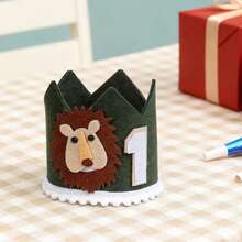 1Pc,Jungle 1st Birthday Crown - Lion First Birthday Hat, Wild One Birthday Decoration, 1st Birthday Decor, - Multicolor - View 9