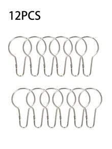 12/24/40/60pcs Decorative Gourd Shaped Curtain Rings, Extended Metal Hooks, Sliding Hooks, Open Rings Hooks, Shower Curtain Hooks - Bathroom Accessories - Multicolor - View 8