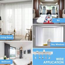 Ceiling Curtain Track, 12 Ft Black Flexible Bendable Curved Curtain Rail Wall Mount Sliding Ceiling Track System Set Bay Window, Room Divider - White + 8 Ft - View 8
