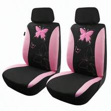 5-Seat 9pcs Set Butterfly Print Car Seat Covers, Fit For Regular 5-Seat Vehicles
