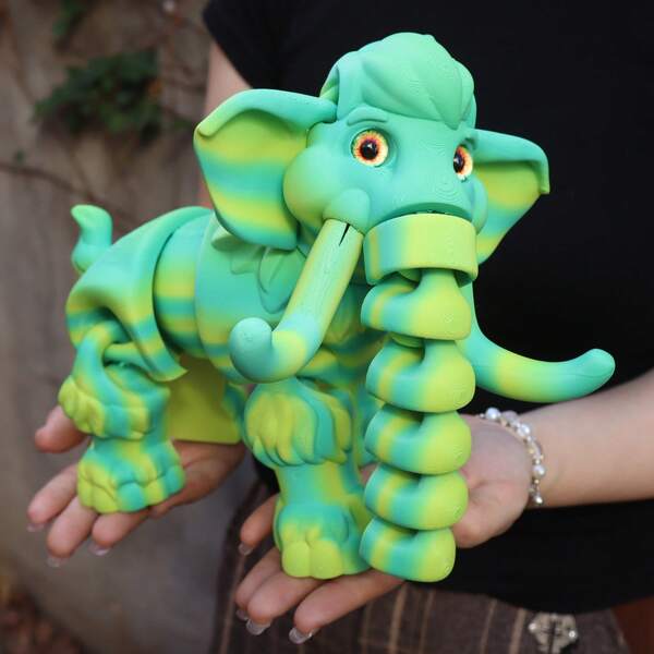 1 pieza Figura de elefante impresa en 3D, disponible en 2 tamaños, con ojos realistas y articulaciones móviles, adecuada para cualquier ocasión, regalo de Navidad, adorno decorativo, animal impreso en 3D, estatua de muñeca impresa en 3D