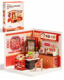 Robotime Rolife Super Creator DIY Plastic Miniature House Building Set - 3D Puzzle With LED Lights, Compatible With Mini Figures, And A Variety Of Themes. This 3D Model Toy Is Suitable For Teenagers And Adults, Making It An Ideal Christmas Or Birthday Gift - Lẩu Panda - Xem 3