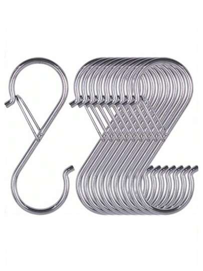 S Hooks For Hanging, Heavy Duty S Hooks With Safety Buckle S Shaped Hooks Kitchen Pot Rack Hooks Closet Hooks For Hanging Plants, Clothes, Kitchen Utensil, Pots And Pans, Bags 10 Pack