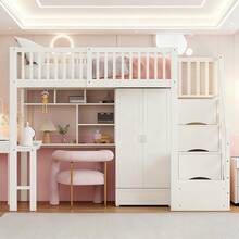 Kids Bed Frames, Headboards & Footboards - White + Solid Wood + 90cm*200cm-4 - View 1
