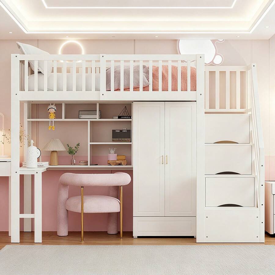 Kids Bed Frames, Headboards & Footboards - White + Solid Wood + 90cm*200cm-4 - View 1