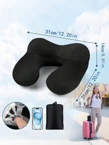 3pcs/Set Eye Mask, Earplugs, Anti-Noise And Anti-Brightness Neck Pillow Travel PillowInflatable Compact Neck Pillow Ergonomic Headrest ,Airplane Inflatable Neck Pillow,With Velvety Soft Washable Cover For Camping, Travel, Plane, Train, Car, Office - Multicolor - View 10