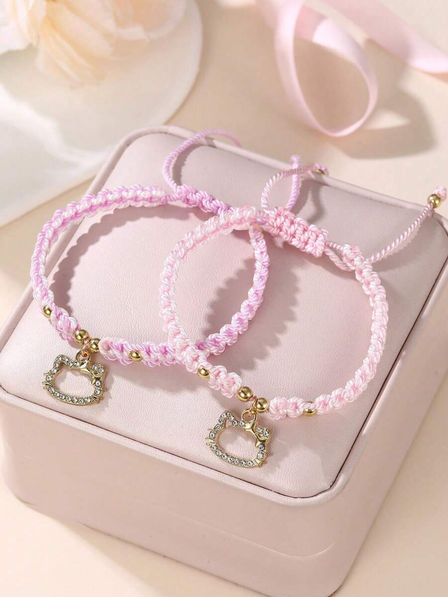 1 chiếc vòng tay đính hạt hình mèo dễ thương Sanrio, vòng tay đôi đa năng. - Một cỡ - Xem 1