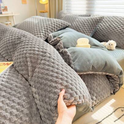 冬ミルクベルベットキルトカバーシングルピースプラスベルベットコーラルベルベットフランネル両面肥厚綿キルトカバー 200x230 キルト