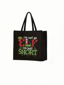 Christmas Theme Handbag And Cosmetic Bags Set,Printed With "I'm Not An I'm Just Short", Includes A Tote Bag And A Coin Purse,Middle Eastern Desert Pattern Linen Shopping Bag,Multi Functional Portable Handbag, Shoulder Bag,Large Capacity Fashion Simple Style Durable Gunny Bag,Skin Care Product Storage Bags,Makeup Bag, Beauty Products Storage, Charger Storage Bag,Suitable With Suitable For Outdoor Picnics, Parties, Travel And Shopping,Commute - Black - View 14