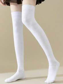 1 Pair Of Women's Padded Terry Thigh High Socks Warm Warm Stockings Multicolor Autumn And Winter, Cozy Socks