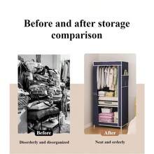 Simple Portable Wardrobe - Dustproof Non-Woven Fabric, Reinforced Full Steel Frame & 4 Hook Rods, Easy Assembly, Sturdy Closet for Home Bedrooms & Rental Houses, Clothes Organizer Storage, Bedroom Storage, Modern Bedroom Decor, Durable Construction, Portable Closets, Closet For Clothes, Furniture For Home - Multicolor - Ver 5