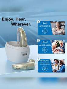 2pcs Rechargeable Hearing , Golden,Blue,Black, USB Charging, 36V Max , Battery 30mAh, Sound Earpieces Charging For Hearing Impaired(No Wireless Property) - Black - View 9