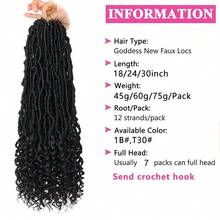 10-36 Inch Goddess New Faux Locs Crochet Hair 7 Packs Pre-Looped Long Soft Locs Crochet Braids Hair With Curly Ends Natural Black Synthetic Nu Locs Braiding Hair For Women - Multicolor - View 4