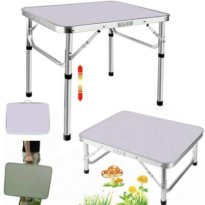 Bowose Foldable Camping Table,Portable Picnic Table For Indoor/Outdoor, Balcony, Market, Kitchen, Work, 2 Adjustable Heights 20cm/56cm, Table Size: 60x45cm