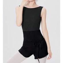 Daydance Quần múa ba lê nữ, quần short dệt kim bảo vệ eo dành cho người lớn, quần tập nhảy, quần thể thao chạy bộ, quần múa ba lê màu đen, quần thể thao mùa xuân. - màu đen - Xem 6
