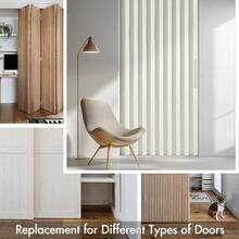 Accordion Style Magnetic Folding Door Curtains DoorwaysCloset, Room Divider Pleated Drapes With Hooks Interior Living RoomBedroomOpen Closet, White, W39x L78 Inches, 1 Panel - 39 英吋寬 x 78 英吋長(1 包)+ 象牙色 - 查看 8