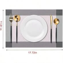 Washable Vinyl Placemats Set Of 4 For Indoor/Outdoor Use - C-rhombus-pink - View 5