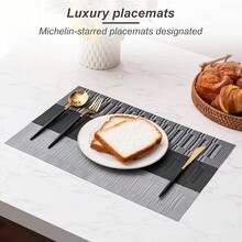 Washable Vinyl Placemats Set Of 4 For Indoor/Outdoor Use - I-gray Black - View 2