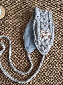 Protetores de ouvido trançados à mão, com fio de pelúcia tricotado, aquecedores de orelha, alças de inverno, versáteis, para rostos pequenos e quentinhos. Protetores de ouvido brancos.