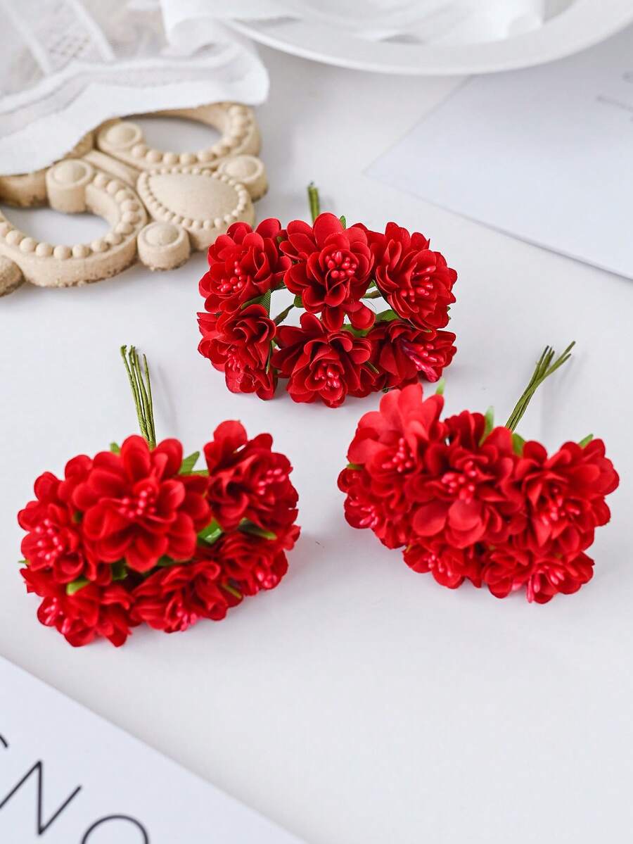 1/5/250 bông hoa giả, hoa cẩm chướng và hoa hồng mini, hoa giả trang trí cho mùa xuân/thu, ngày Valentine, bó hoa cưới, bình hoa cưới, trang trí nhà cửa, ngày của Mẹ, ngày của Cha, đồ dùng tiệc tùng, trang trí sân vườn ngoài trời. *Có thể có sự khác biệt nhỏ về màu sắc do điều kiện ánh sáng và màn hình* - Đỏ - Xem 1