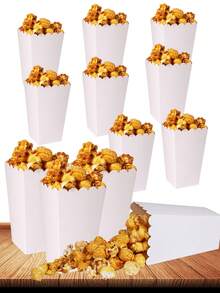 Hộp đựng bỏng ngô màu trắng (100/48/36/24/12 chiếc/1 hộp), kích thước 2 x 4.5 x 3 inch, thích hợp trang trí cho đêm xem phim, Giáng sinh/Halloween, mùa tựu trường. - trắng - Xem 26