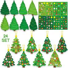 24 piezas Kit de manualidades de árbol de Navidad - Usa pegatinas para hacer tus propias tarjetas navideñas, excelente para fiestas de Navidad y actividades familiares/escolares - Multicolor - Ver 6