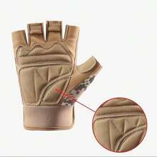 运动迷彩印花半指手套，适合骑自行车、骑摩托车和滑雪，黑色手套