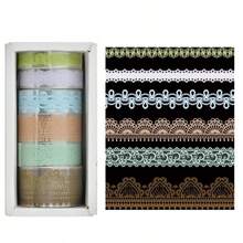 6 cuộn băng dính PET họa tiết ren, bộ băng dính trang trí hoa, băng dính trong suốt, thích hợp cho các dự án thủ công DIY, làm sổ lưu niệm, gói quà, nhật ký và nhiều hơn nữa. - Nhiều màu - Xem 13