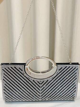 New Arrival Sparkling Clutch Bag, Small Square Bag, Women's Evening Bag, Bridal Shoulder Bag, Fully Rhinestone Embellished