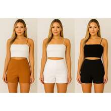 SHORT KIT OF 3 PIECES, TAILORED SOCIAL WORK, NEW FASHION 2025 - WHITE BLACK CARAMEL - View 2